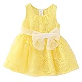 (ポルトプエルト) Porto Puerto リボン付 結婚式 ドレス ワンピース 女の子 ガールズ 90㎝ 黄色 白色 桃色 フォーマル 可愛い レース (イエロー)