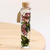 MAKEFUTURE ドライフラワー ハーバリウム 薔薇 ミモザ ウッドキャップ 円柱ボトル (薔薇)