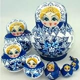 【ノーブランド品】マトリョーシカ 人形 10個組 (ブルー, フリー)