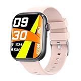 JUSUTEK 2025 革新 スマートウォッチ通話機能付き,2.1インチHD腕時計,24時間全面センサ機能付,Bluetooth5.3,女性機能,天気予報,電卓,カウントダウン,音楽制御,歩数計,消費カロリー,IP67防水,DIY文字盤,長時間待機,中高年,着信表示,Line通知,iphone＆アンドロイド対応,日本語対応,日本語説明書付き (黒ピンク)