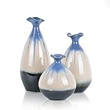 セラミック装飾花瓶花スリーピースリビングルームポーチホーム装飾装飾品（青）