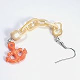 【片耳】 夜光貝 くさり & 天然珊瑚 いかり フック ピアス ステンレス