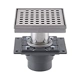 KES正方形シャワー床ドレインwith Removable Grate Strainer Sus 304ステンレススチールバスルームDrainer Rustproofつや消し仕上げ、v255s14-p