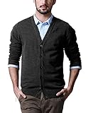 [Match マッチ] カーディガン メンズ ジャケット Vネック セーター コットン ニット シンプル 無地 綿 長袖 ボタン 春秋冬 ビジネス トップス カジュアル 大きいサイズ(L， ヘザーチャコール)