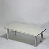 ローテーブル 幅100×奥行き65×高さ37cm ホワイト(シルバー脚)