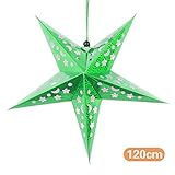 A-SZCXTOP クリスマスツリーの装飾 五芒星 超大 120cm マルチカラー　クリスマスギフト　天井装飾　レーザー用紙製　五芒星型ランプシェード　装飾用スリング　七色を選び