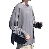 [Culeevp] 長袖 tシャツメンズ 大きいサイズ 無地 厚手 ラウンドカット 肌着 ロングtシャツ 秋冬服 灰M