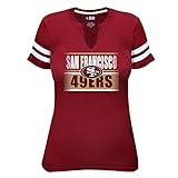 NFL San Francisco 49ers Short Sleeve Notchと腕ストライプTシャツ、1 x、レッド/ホワイト