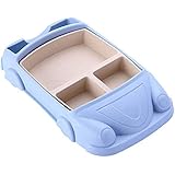 ベビー食器セット 5点セット 子ども用 食器セット ランチプレート 子ども食器セット プレート 子供 食器 ベビー カトラリーセット 子供用 箸 スプーン フォーク カップ セット 幼児用 赤ちゃん キッズ ?車 仕切り (ブルー)