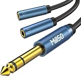 MillSO 標準プラグ ミニプラグ 変換 2分岐ケーブル 3.5mm 6.35mm 変換アダプタ オーディオケーブル オス-メス 3.5mmステレオミニプラグ - 6.3mmステレオ標準プラグ 変換プラグ 24K金メッキ ヘッドホン/アンプ/電子ピアノ/イヤホン/ミキサー/プレーヤーなど 30cm