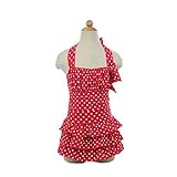 Laparc (ラパルク) 水玉 フリル 水着 ベビー キッズ ブラック レッド パープル オレンジ ( M L XL ) ワンピース (XL, 赤)