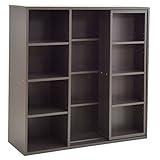 タンスのゲン スライド 書棚 シングル 幅90cm スライド式 マンガ CD DVD コミック ラック 木製 おしゃれ ダークブラウン 68100008 01