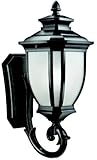 Kichler Lighting 9042BK Salisbury 1-Light Outdoor Wall Mount Fixture, Black with White Linen Glass [
