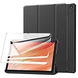 For HD 10 ケース 保護フィルム セット HD 10 タブレット 10インチ 用 保護ケース ガラスフィルム 軽量 保護カバー 角度調整 上質PU製 汚れ防止 全方位保護 耐衝撃 【ブラック】+保護フィルム1枚