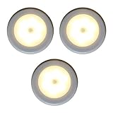 ixaer　LEDセンサーライト　動作感知ライト【３個セット】　電池式　ワイヤレス　６つのLEDランプ　20ルーメン　３Ⅿテープ/磁石付き　マグネット (暖感光)