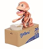 1 x自動ブラウンMonkey Stealコイン貯金箱お金ボックスコインバンクforクリスマスギフト誕生日ギフト