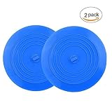 (Blue) - Drain Plug Tub Stopper, 2 Pack Silicone Bathtub Stopper Flat Suction Cover for Kitchens, Ba