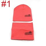 wispun 子供用 ニット帽子&マフラー 男女兼用 防寒 幼児 子ども ベビー キッズ 赤ちゃん (赤)