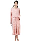 Angeliebe エンジェリーベ マタニティ パジャマ 授乳口付き スムース ボーダー ネグリジェ 妊婦服 産前 産後 前開き （mutti ei） L ピンク 21932 21932170