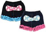 (キャンディヘブン)candy heaven リボン フリル デニムニット パンツ 95 ネイビー×リボンサックス