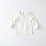 TMM 子供服 キッズブラウス ベビー ブラウス 長袖 女児 シャツ (90cm, ホワイト)