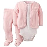 カーターズ Carter's 2015年秋冬最新作　女の子用ベビーピンククマさん気分になれちゃうふわふわカーディガン上下3点セット (6months(61... [並行輸入品]