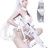 [ZOMOZO] 勝利の女神 NIKKE バニースーツ コスプレ ウィッグ付き バイパー アリス ノワール ブラン ルビー コスプレ 衣装 大人用 仮装 ハロウィン イベント コスチューム 文化祭 漫遊展 (ブラン, L)