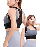CtriLady 肩 サポーター 姿勢サポーター 肋骨 コルセット 補正下着 肋骨締め 背中 ストレッチ 姿勢ベルト 背筋ベルト 男女兼用 通気性 (ブラック, XL-2XL)