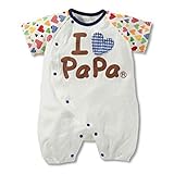 【SEBLES】ベビー服 カバーオール 新生児 3ヶ月 6ヶ月 12ヶ月 半袖 半ズボン 前開き プリント ママ パパ ラウンドネック 春 夏 コットン(タイプD,73cm)