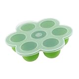 Prettyia 　安全シリコン　赤ちゃん　ベビー　離乳食保存コンテナ　小分け　トレイ　フード冷凍保存皿　6色選べ - 緑