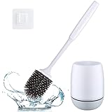 シリコン トイレブラシ トイレブラシ，トイレ 掃除、トイレブラシ ケース付き (ホワイト)トイレブラシ おしゃれ，トイレブラシ 壁掛け