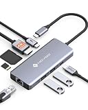 NOVOO 8-in-1 4K@60Hz HDMI USB C 3.0 ハブ Type-C アダプター 4K@60Hz HDMI/USB C 5Gbps/2*USB-A 3.0/ギガビットイーサネット/PD100W 急速充電/SD/TF タイプ C ハブ MacBook Air Pro Rog Ally Dell XPS HP Surface Go Galaxy S21 Xperia 5などに対応