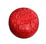 中国のスタイル牡丹の彫刻漆の宝石箱の2つの作品