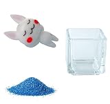 花市場直送便 ミニチュアガラス ウサギごろごろ & カラーサンド コバルト & 植え込み用グラス ニューブロックS