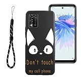 RuiMi for ZTE Libero 5g II 用のケース for ZTE Libero 5g II 用のカバー 薄型 軽量化 猫ねこ卡通 かわいい 指紋防止 落下防止 耐衝撃 汚れに強い 水洗いできます全面的に保護するカバー for ZTE Libero 5g II 5 用のスマホケース (Don't touch my cell phone)