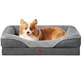 EHEYCIGA 犬 ベッド ペット 犬用ベッド 洗える 防水 猫 ベッド 高反発 M 中型犬 大型犬 クッション 取り外せるカバー 滑り止め （グレー, 89x56x16.5cm）
