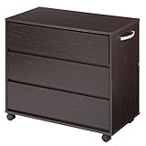チェスト 木製 収納 キャスター ローチェスト サイドワゴン スリム おしゃれ タンス 3段 ダークブラウン 茶
