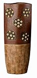 Cal Lighting TA-777XL Roseville Tribal Ceramic Vase With Spiral Shell Accents, Extra Large