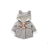 Pojour ベビー服 子供服 女の子コート 冬 防寒 おしゃれフード付きコート かわいいクマジャケット 厚手 長袖 暖かい ベビールームウェア 普段着 カジュアル 旅行 記念日 プレゼント グレー