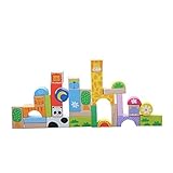 Looching 32 Pieces木製動物ビルディングブロックセットfor Boys & Girls – 基本的なEducational Build & Play Toy