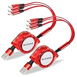 USBペアタイプcマルチ充電ケーブル 3in1 充電ポート巻き取りQC 3.0急速充電携帯充電ケーブル スマホケーブル3つの充電ケーブル同時給電可能 ノートパソコン 多機種対応[2本セット] (3Type-C)