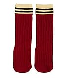 子供のための2ペアニーハイストッキングユニセックス - 赤ちゃんのチューブソックス[ストライプ、ブルゴーニュ]