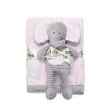 Chick Pea Baby Velboa Plush 2 Piece Blanket and Animal Toy Set, Pink Blanket & Grey Elephant by Chic