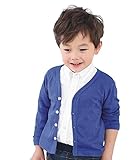 Plus Nao(プラスナオ) 子供用 カーディガン Ｖネック 長袖 シンプル 無地 男の子 女の子 キッズ ジュニア 100 110 120 130 140 シンプル 無地 110 ブラック