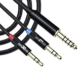 okcsc AX44 ヘッドホンケーブル 交換ケーブル OFC 3芯 4.4mmバランス(5極)⇔3.5mmプラグ(3極)x2