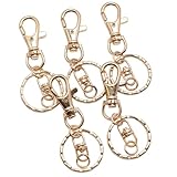 レバーナスカン キーホルダー金具 回転カン 二重リング 丸カン付き 5個セット アクセサリー ハンドメイド材料 (シルバー)