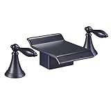 Yescom 3pcs Lead Free ORB Oil Rubbed Bronze Hot & Cold Water Waterfall Roman Faucet Bath Tub Vessel 