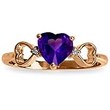 K14 Yellow, White, Rose Gold Heart-shaped Amethyst Ring