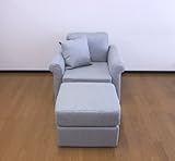 シングルカウチソファ【組み立てエコソファ】 (綿 ライトグレー, まる型アーム　【クラシック】)