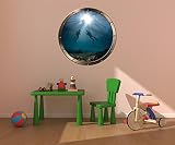 24 "舷窓出荷ウィンドウOcean Sea View Scuba Divers # 2ピューターラウンド壁グラフィックKidsデカール赤ちゃん部屋ステッカーホームアート飾りMedium